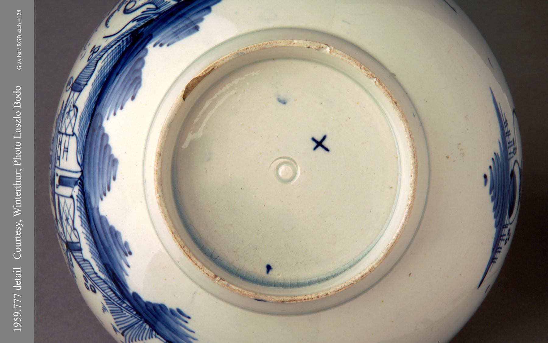 1959.0777 Pearlware punch bowl (bottom)