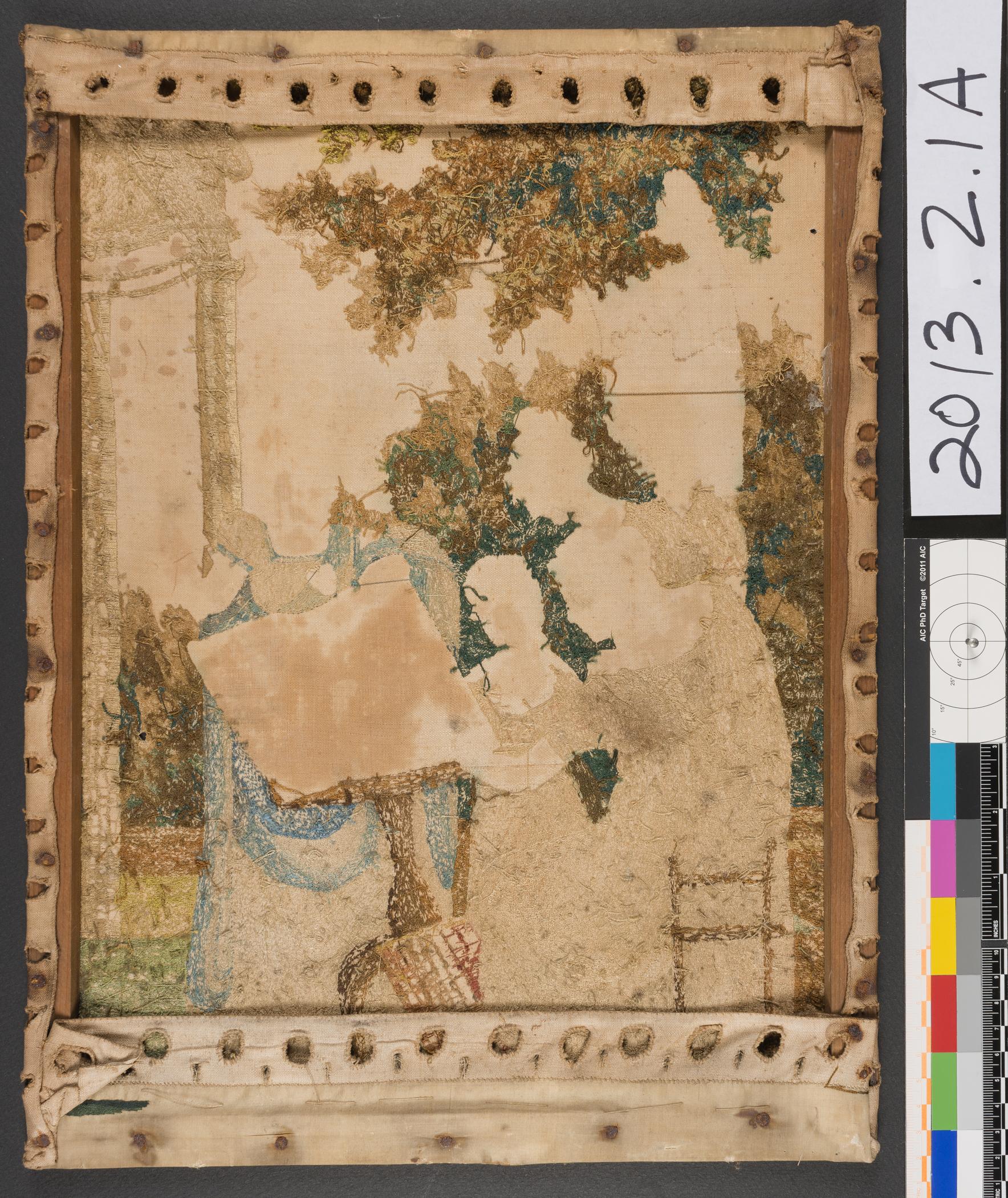 2013.0002.001 A Needlework picture, view 2, reverse