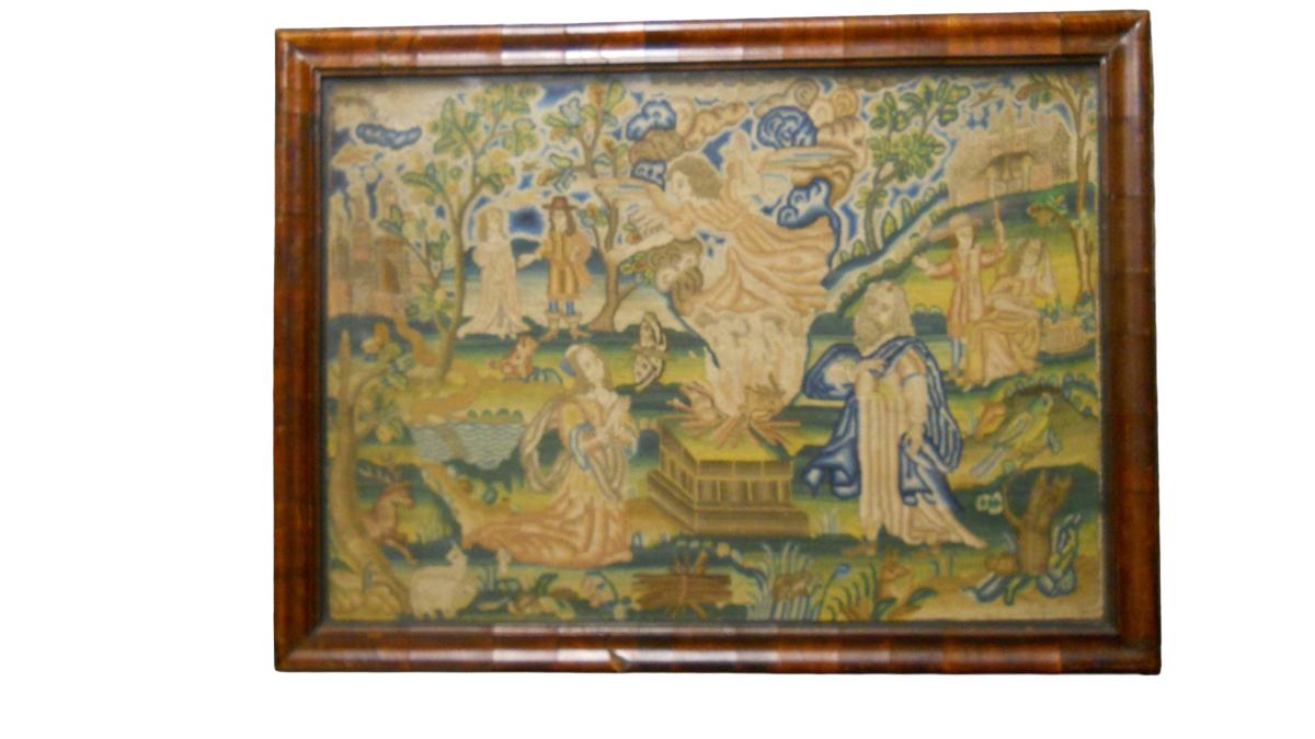 2025.0032.001 & L2013.1043.002 B, Needlework picture, Canvaswork picture, frame
, overall, R-DIOC
