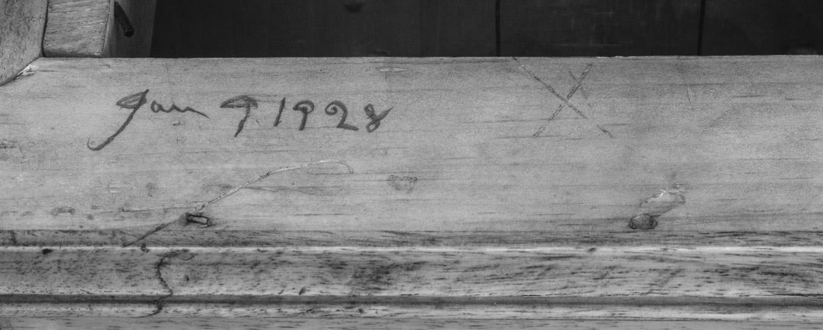 2014.0001 A-G Clock, detail 2, infrared image of inscription