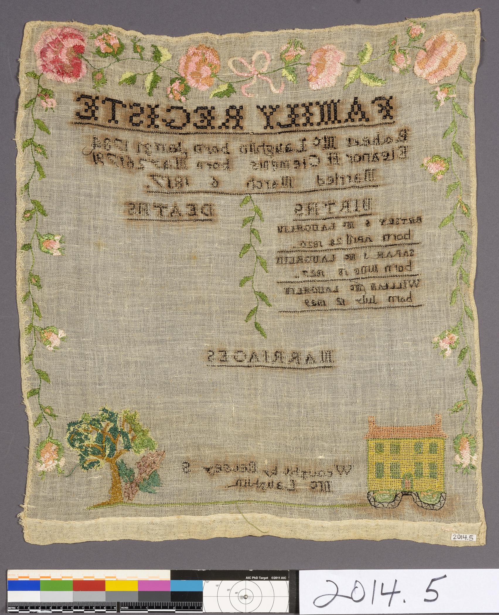 2014.0005 Sampler, view 2, reverse