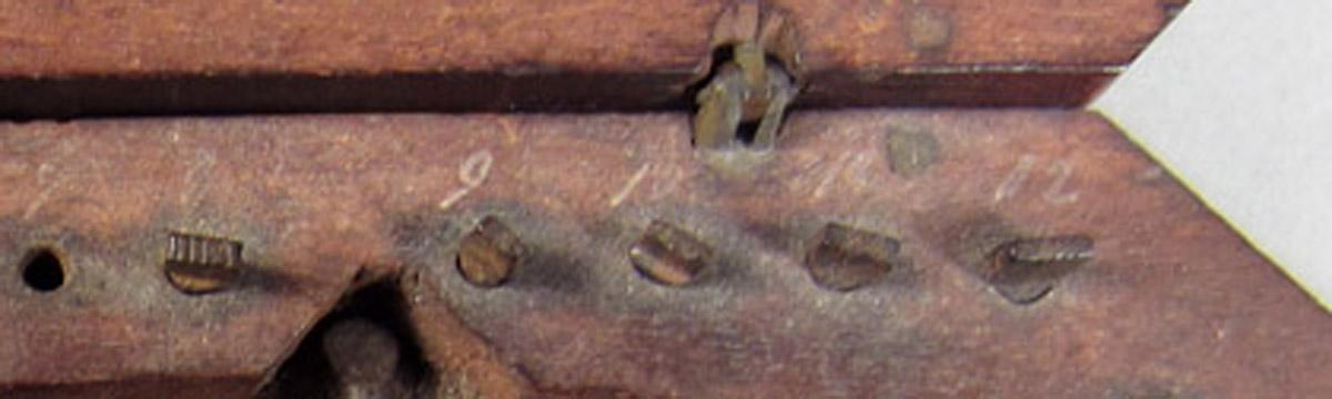 1957.0084.012 C Watchmaker's lathe, Marks