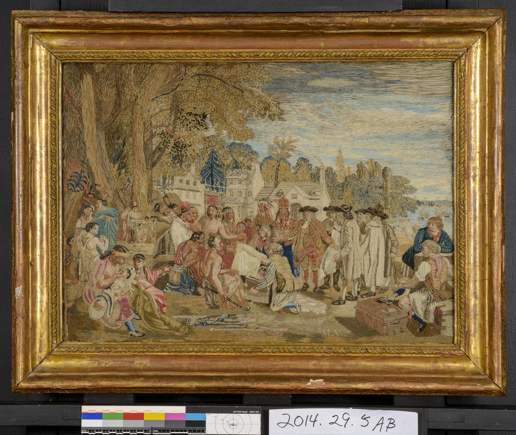 2014.0029.005 A Needlework picture, B Frame, view 1