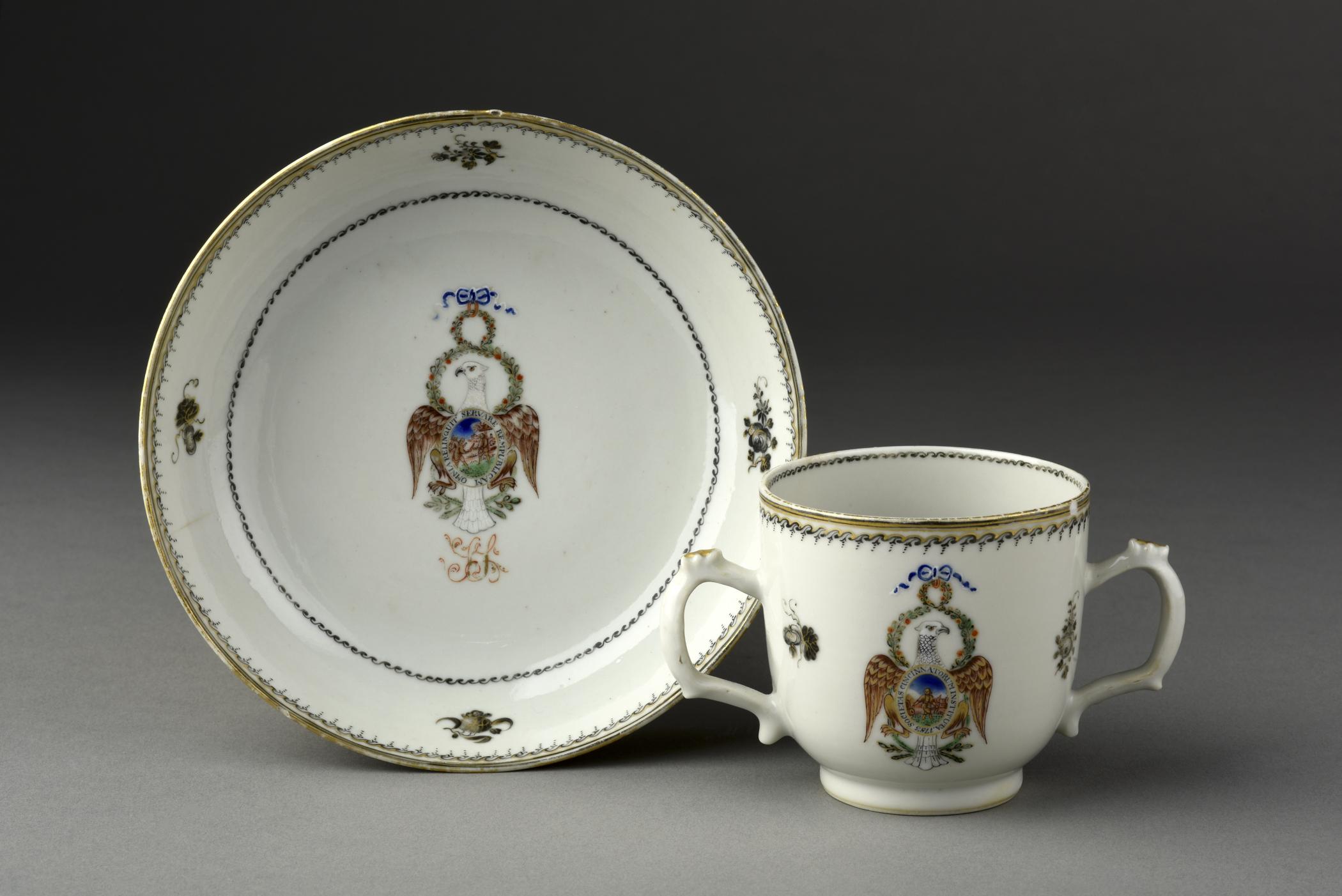 1953.0166.001 Cup, 1953.0166.002 Saucer, view 1