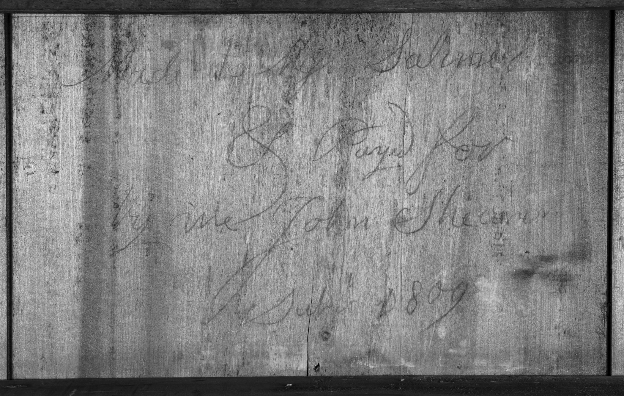 2015.0002 Chest of drawers, detail 1, case, inscription