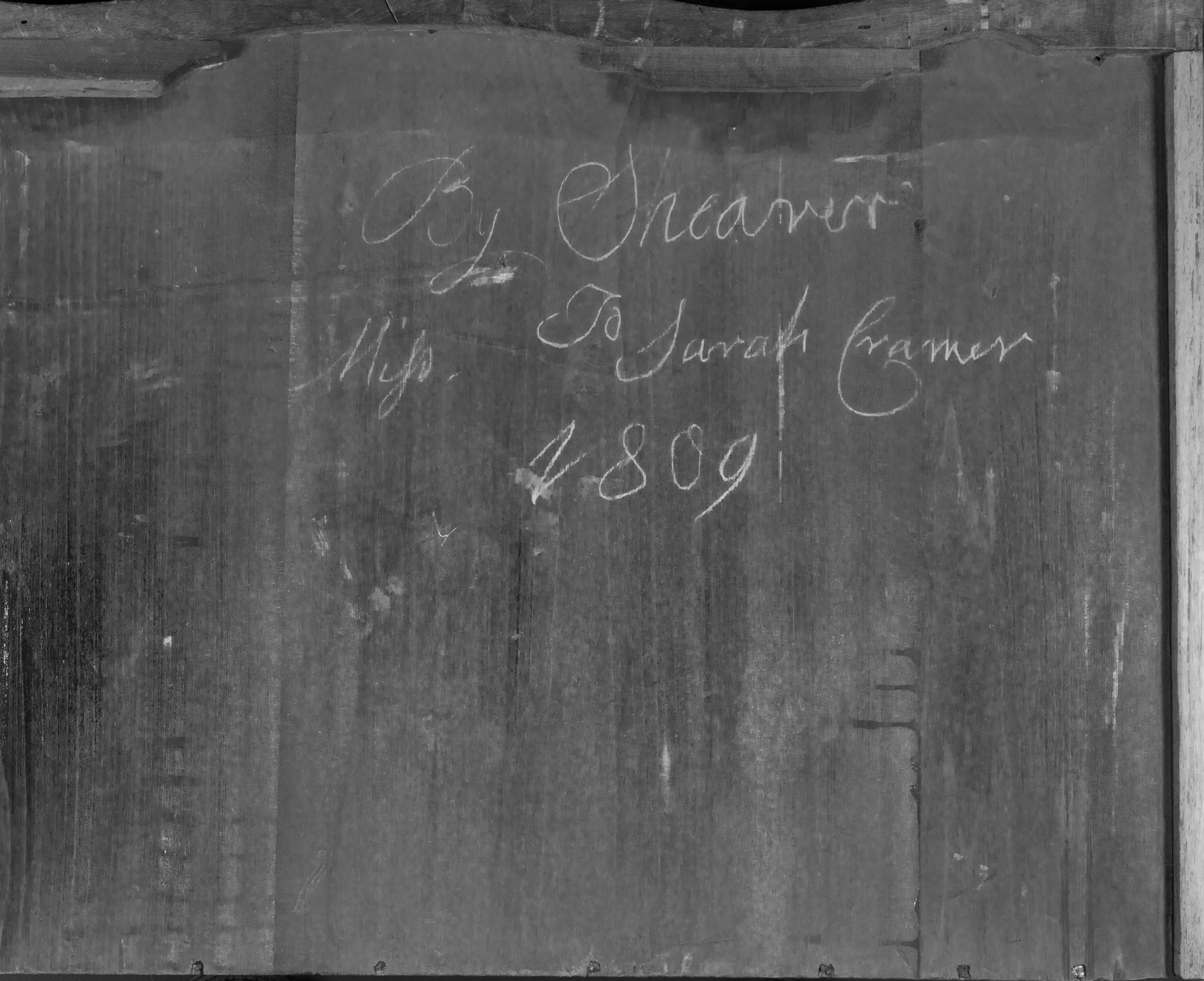 2015.0002 Chest of drawers, drawer 3, detail 4, inscription