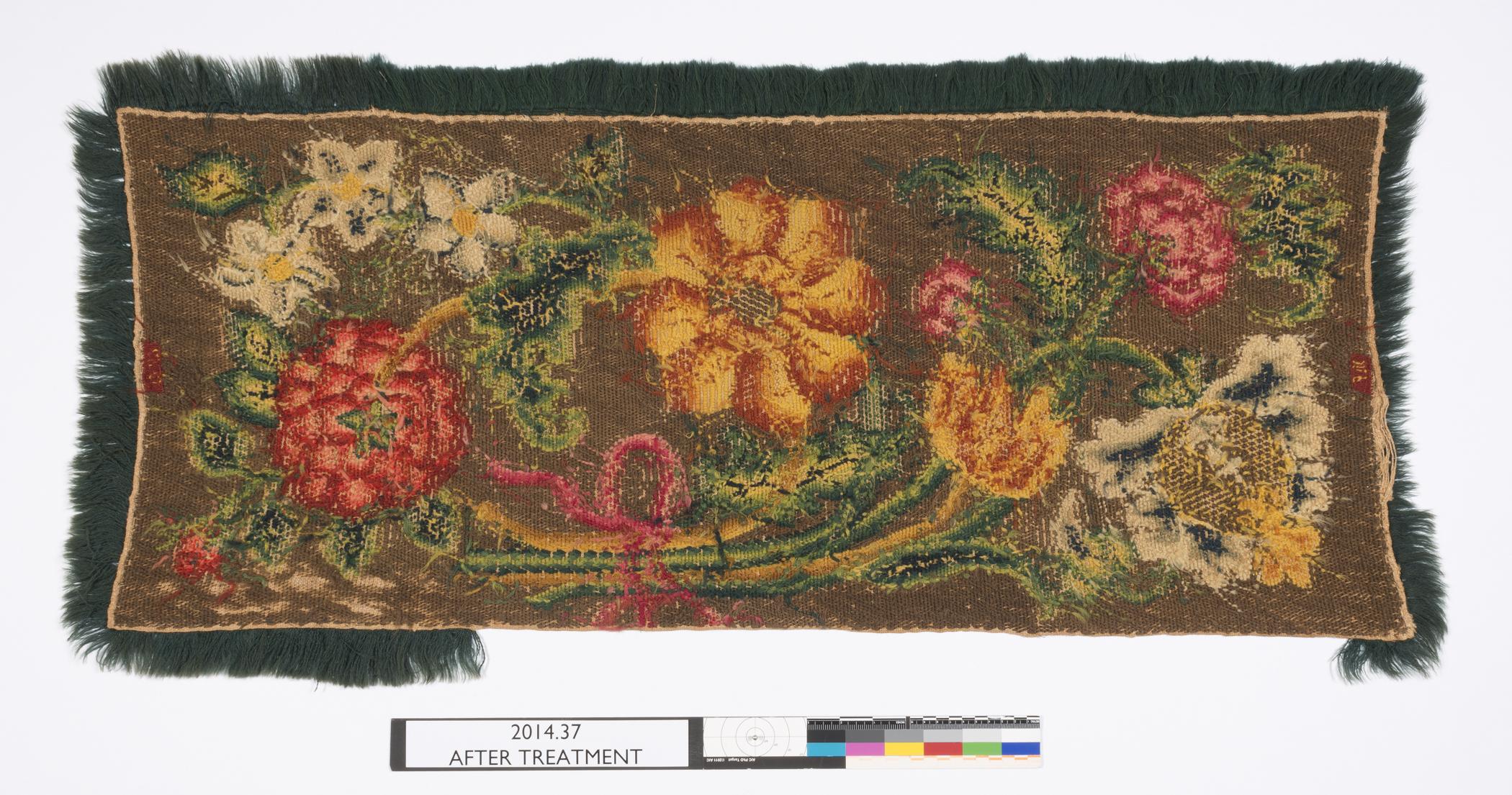 2014.0037 Table cover, reverse, view 1, after conservation treatment