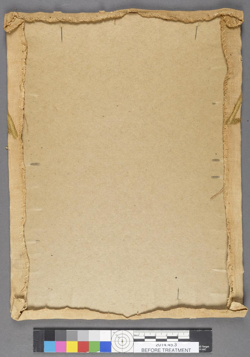2014.0045.003 Needlework, reverse, before conservation treatment