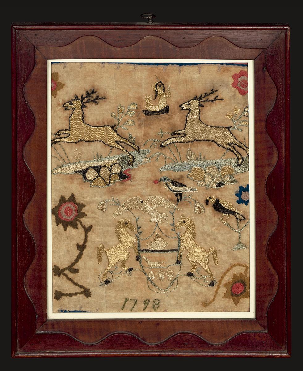 1959.1516 A, B Needlework Picture and Frame
