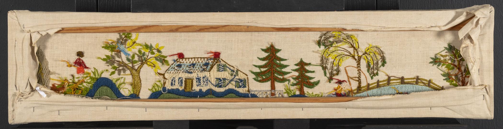 2015.0047.012 A Needlework picture, B Stretcher, view 2, reverse