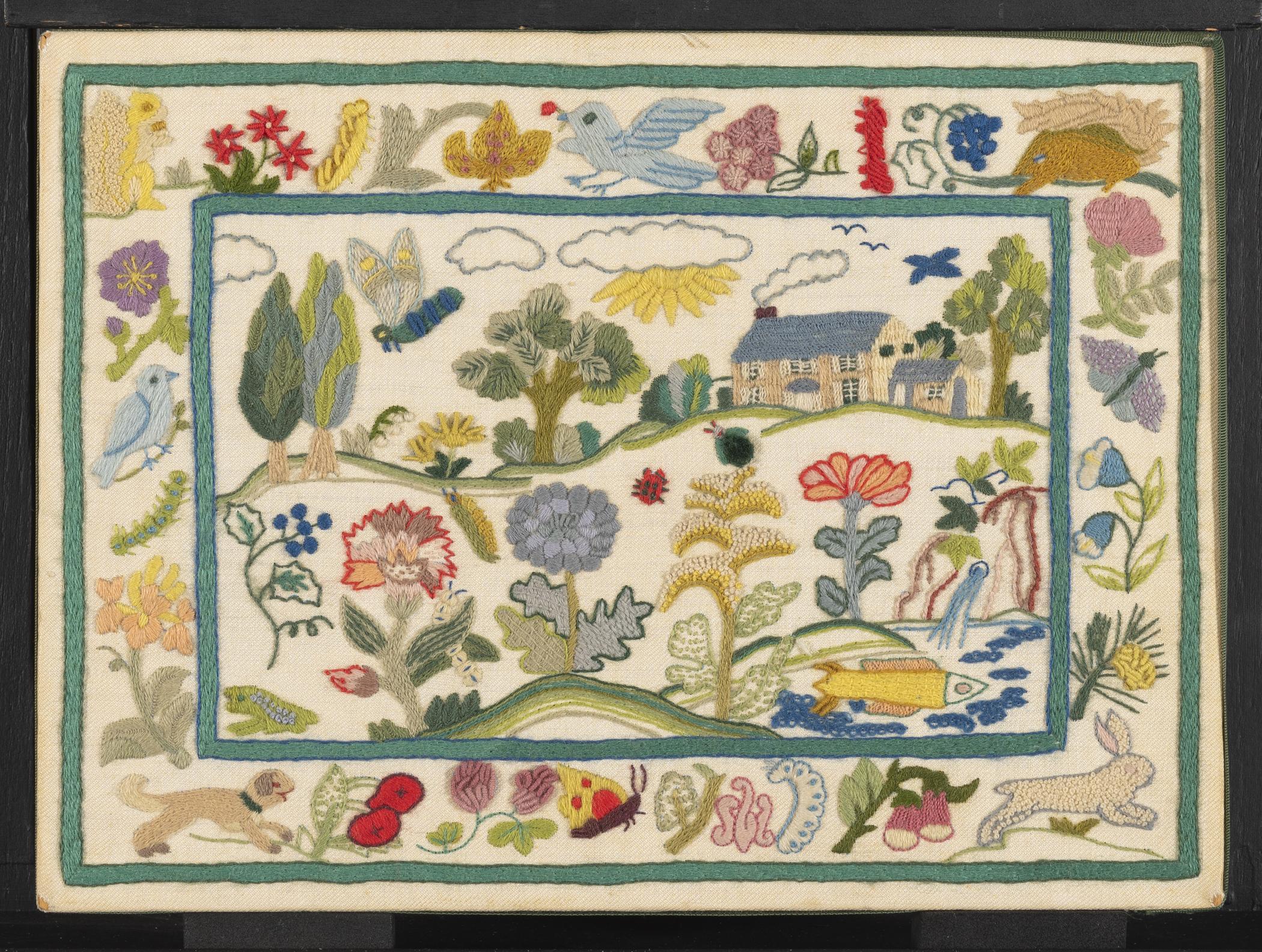 2015.0047.016.001 A Needlework picture, B Frame, view 2