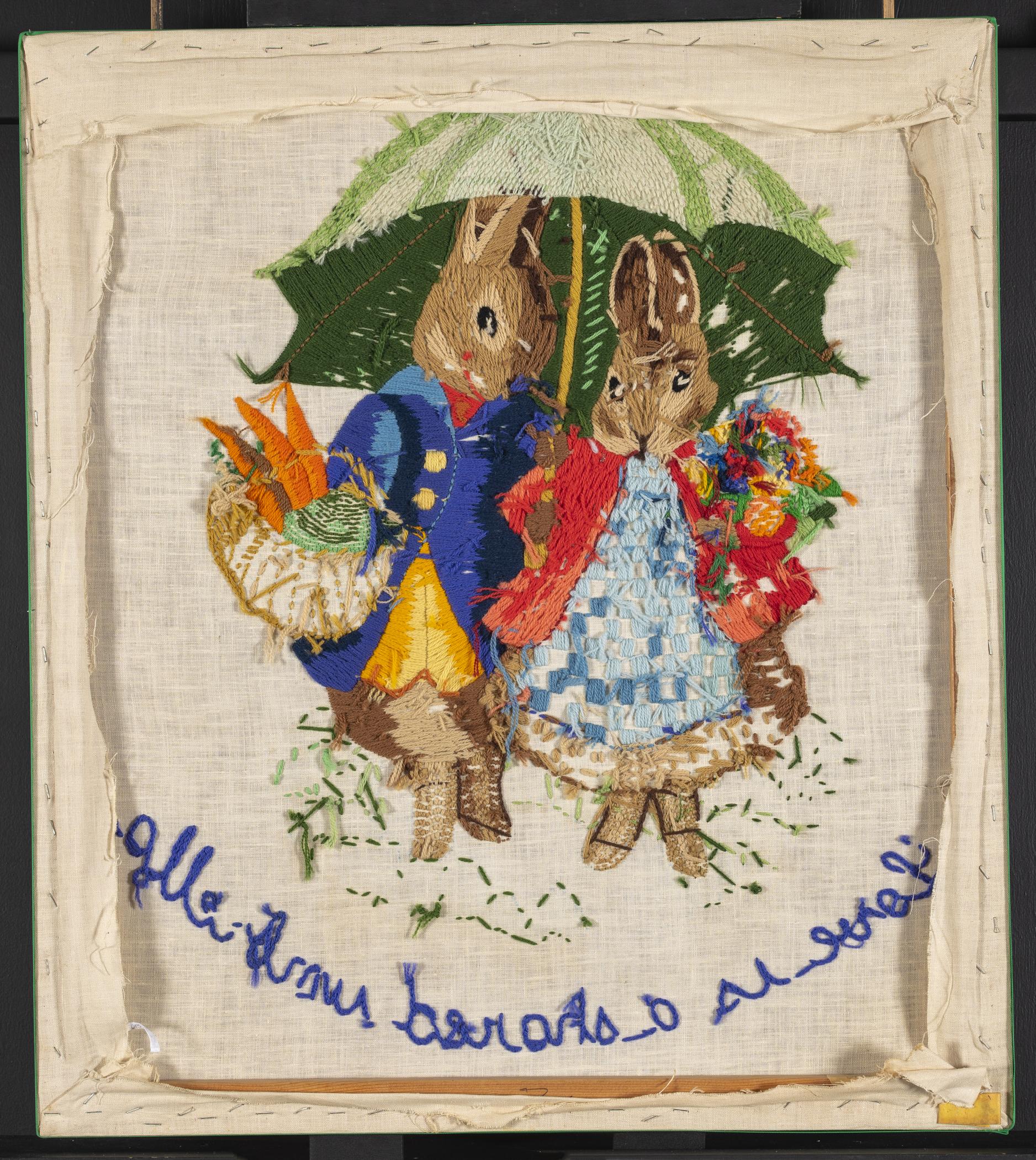2015.0047.020 A Needlework picture, B Stretcher, view 2, reverse