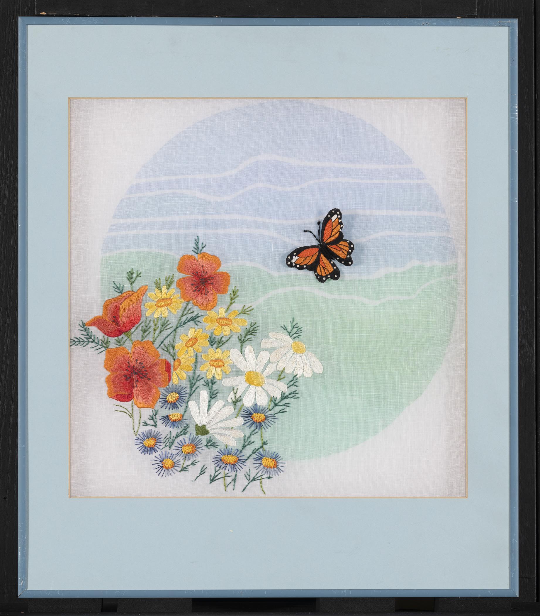 2015.0047.024 A Needlework picture, B Frame, view 1