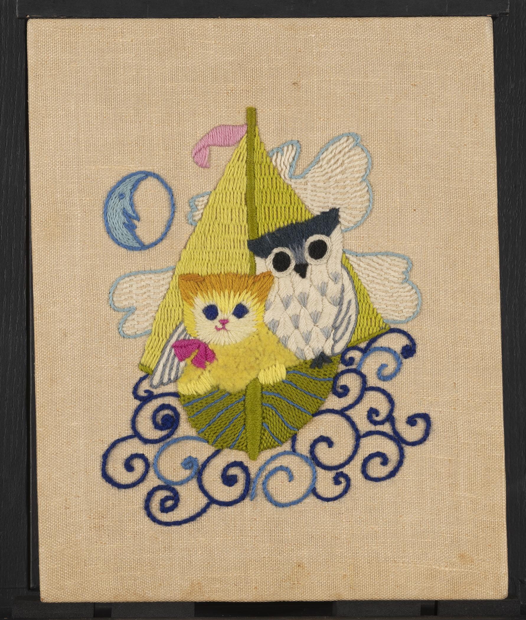 2015.0047.027 A Needlework picture, B Stretcher, view 1