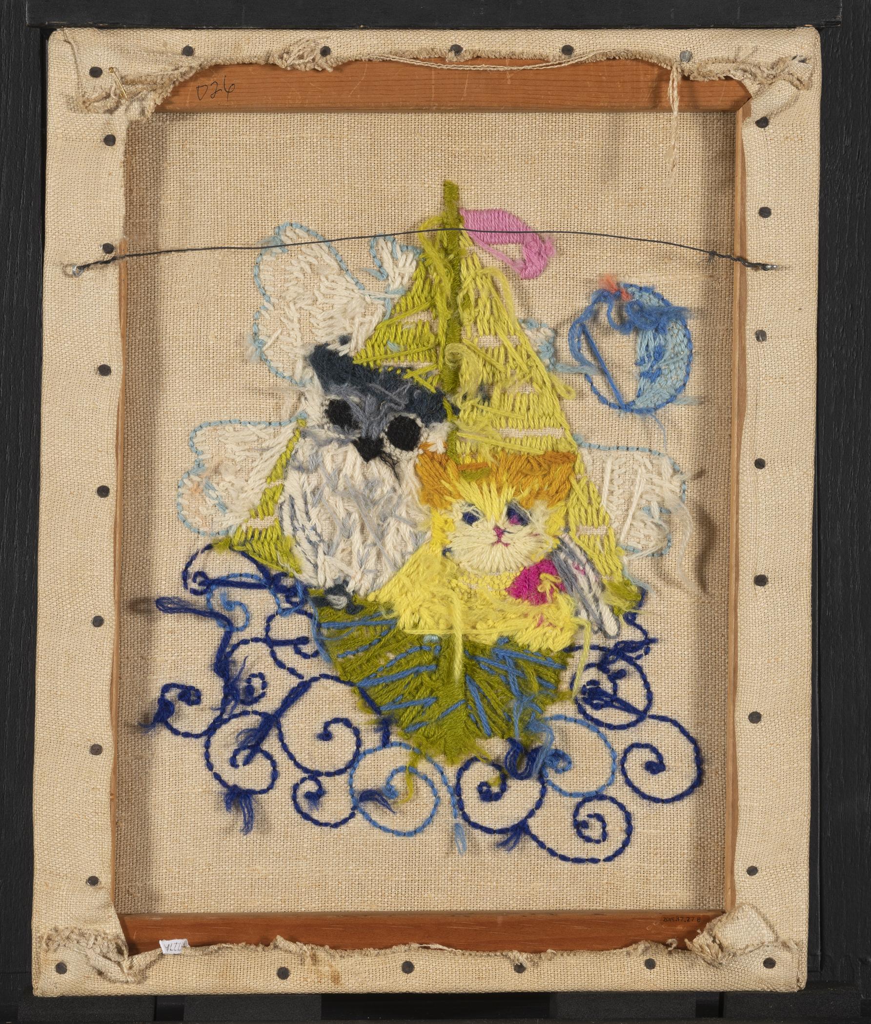 2015.0047.027 A Needlework picture, B Stretcher, view 2, reverse