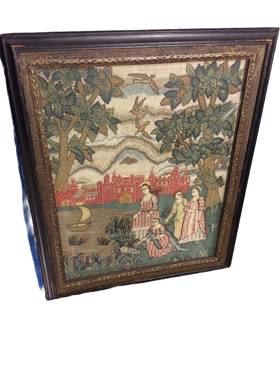 2025.0032.005 & L2016.1010.006 B, Needlework picture, frame
, overall, R-DIOC