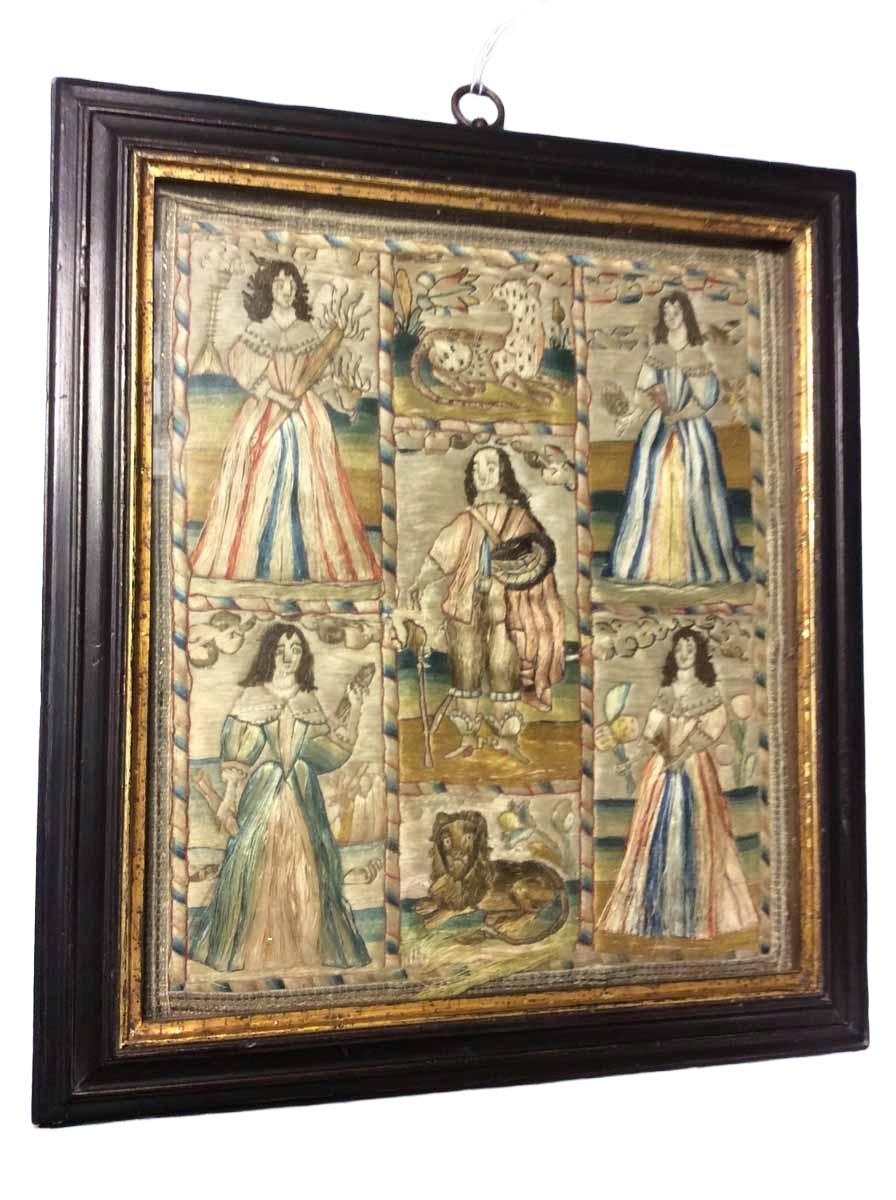 2025.0032.007 & L2016.1010.009 B, Needlework picture, frame
, overall, R-DIOC