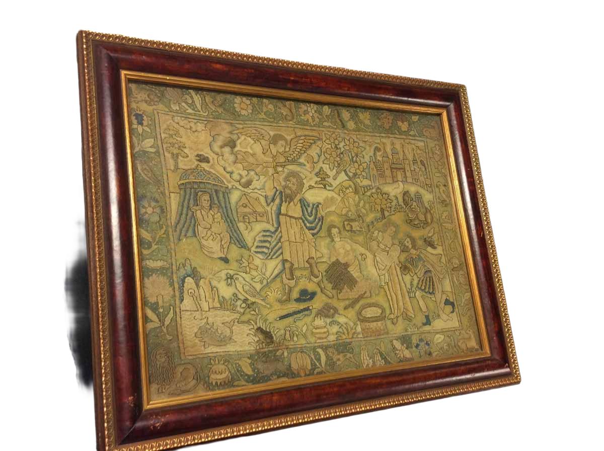 2025.0032.009 & L2016.1010.012 B, Needlework picture, frame
, overall, R-DIOC