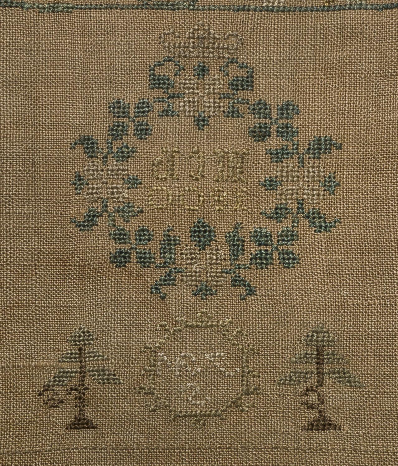 1969.9222 Sampler, reverse, detail 10