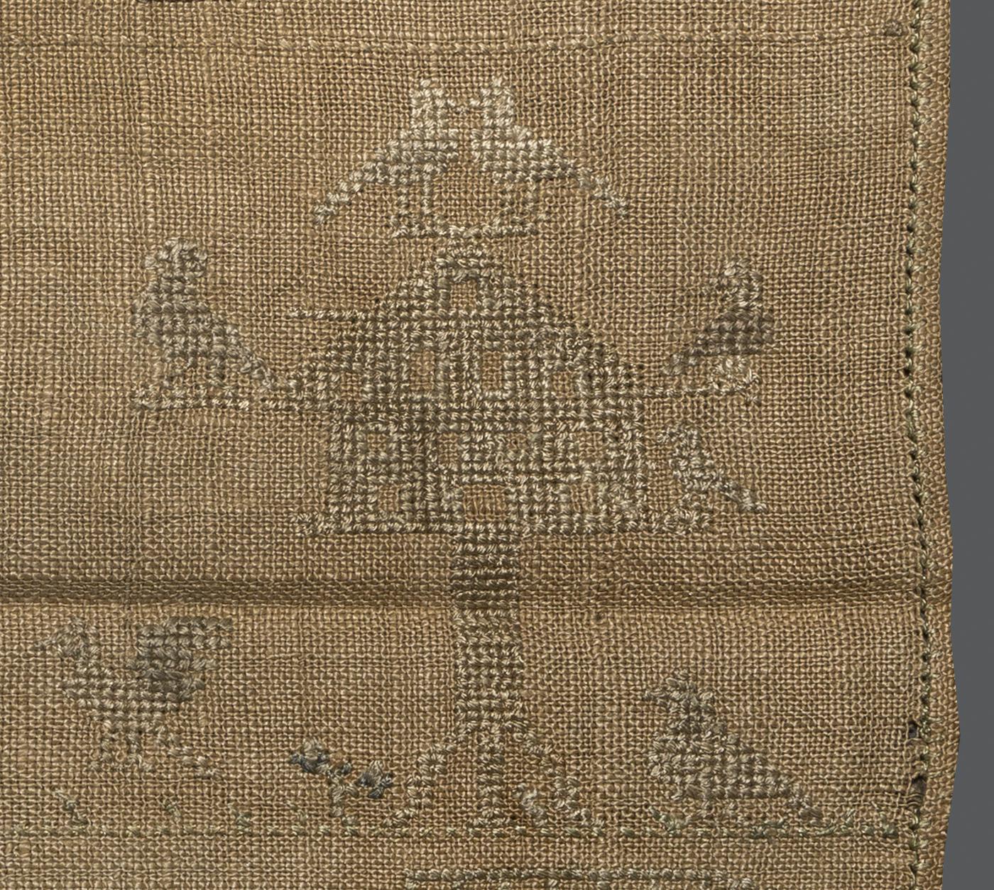 1969.9222 Sampler, reverse, detail 12
