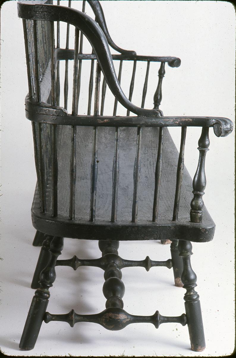 1959.1662 Settee, Windsor settee (side detail)