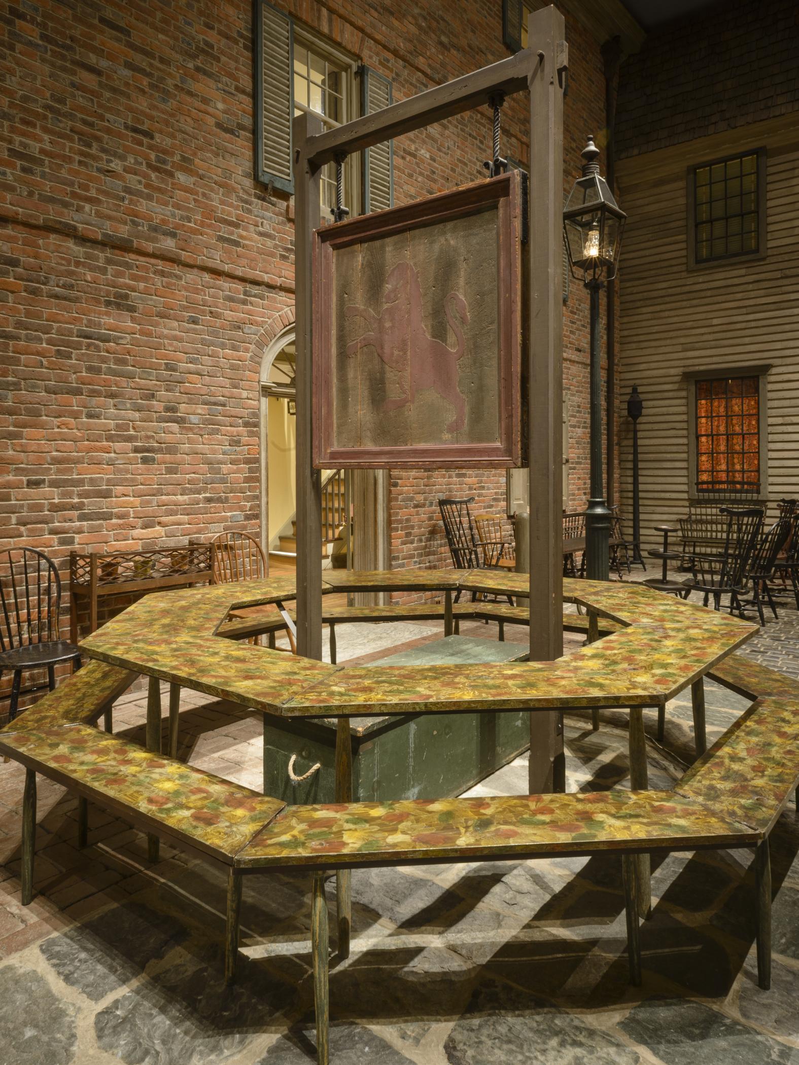 1959.1670, 1959.1671, 1959.1672, 1973.0335, 1959.1697 B, 1979.0002.001, .002, Peddler's table, view 1