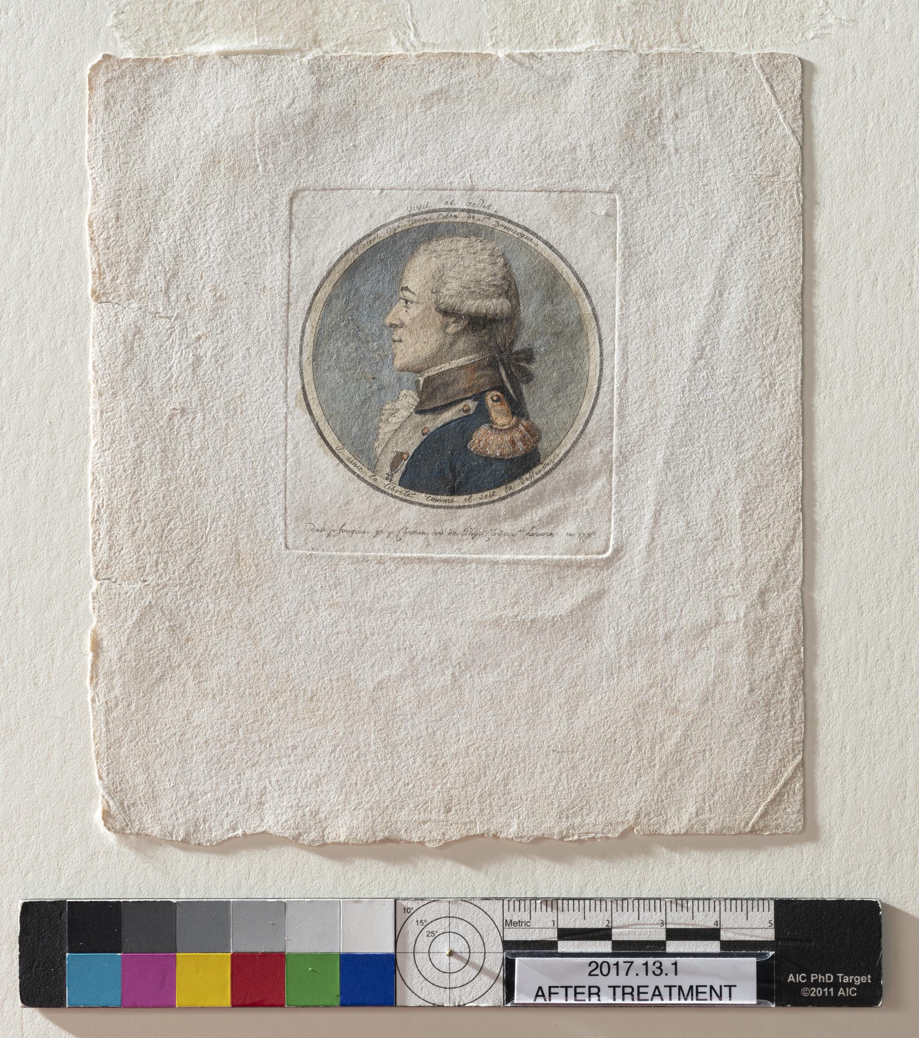 2017.0013.001 Print, view 1, after conservation treatment, raking light