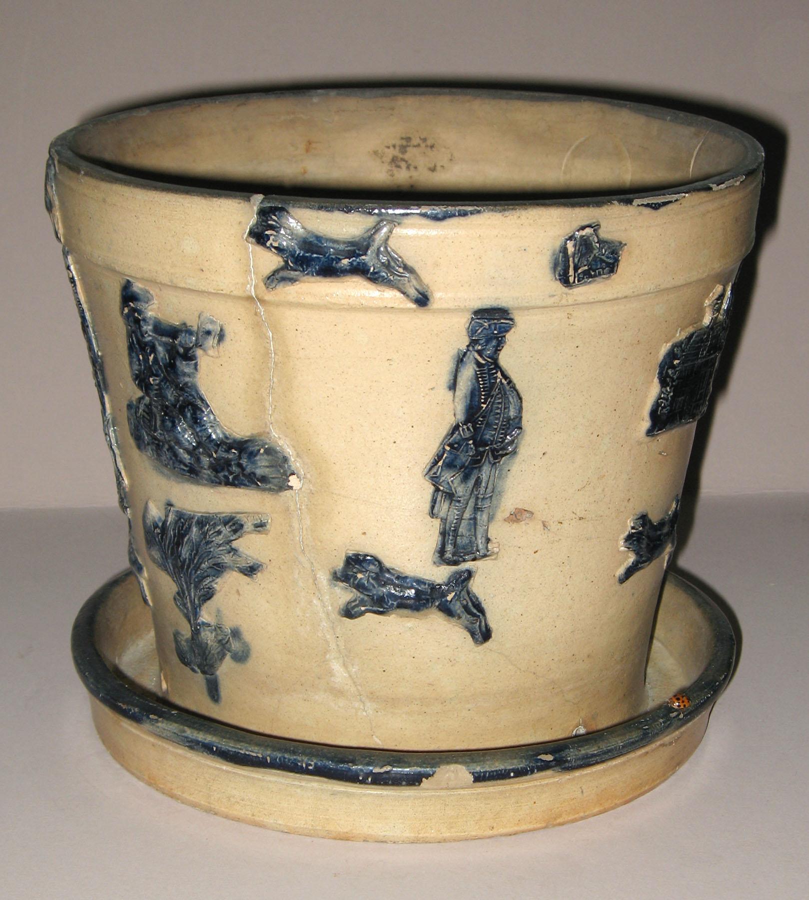 1953.0188.001 Salt-glazed stoneware flower pot (side 2)