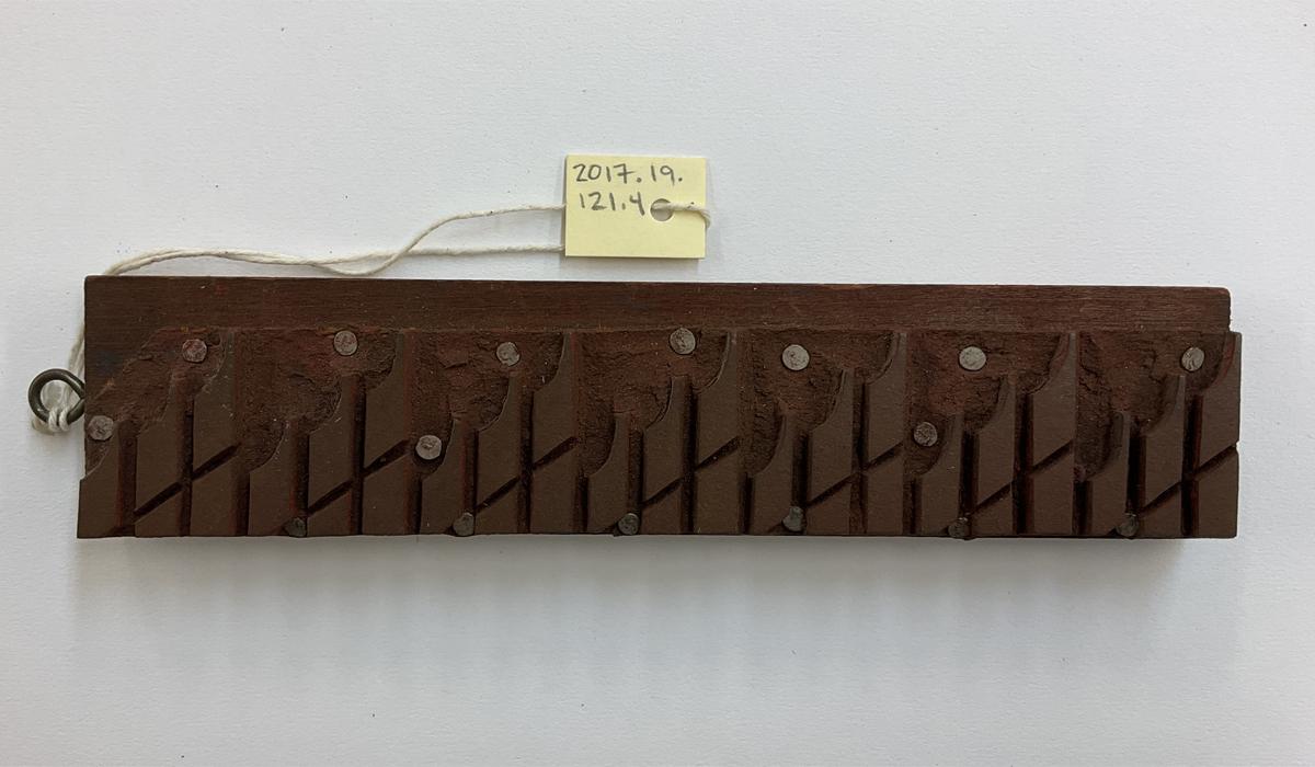 2017.0019.121.004 Tool (for textiles), Textile printing block, Reg Image, overall