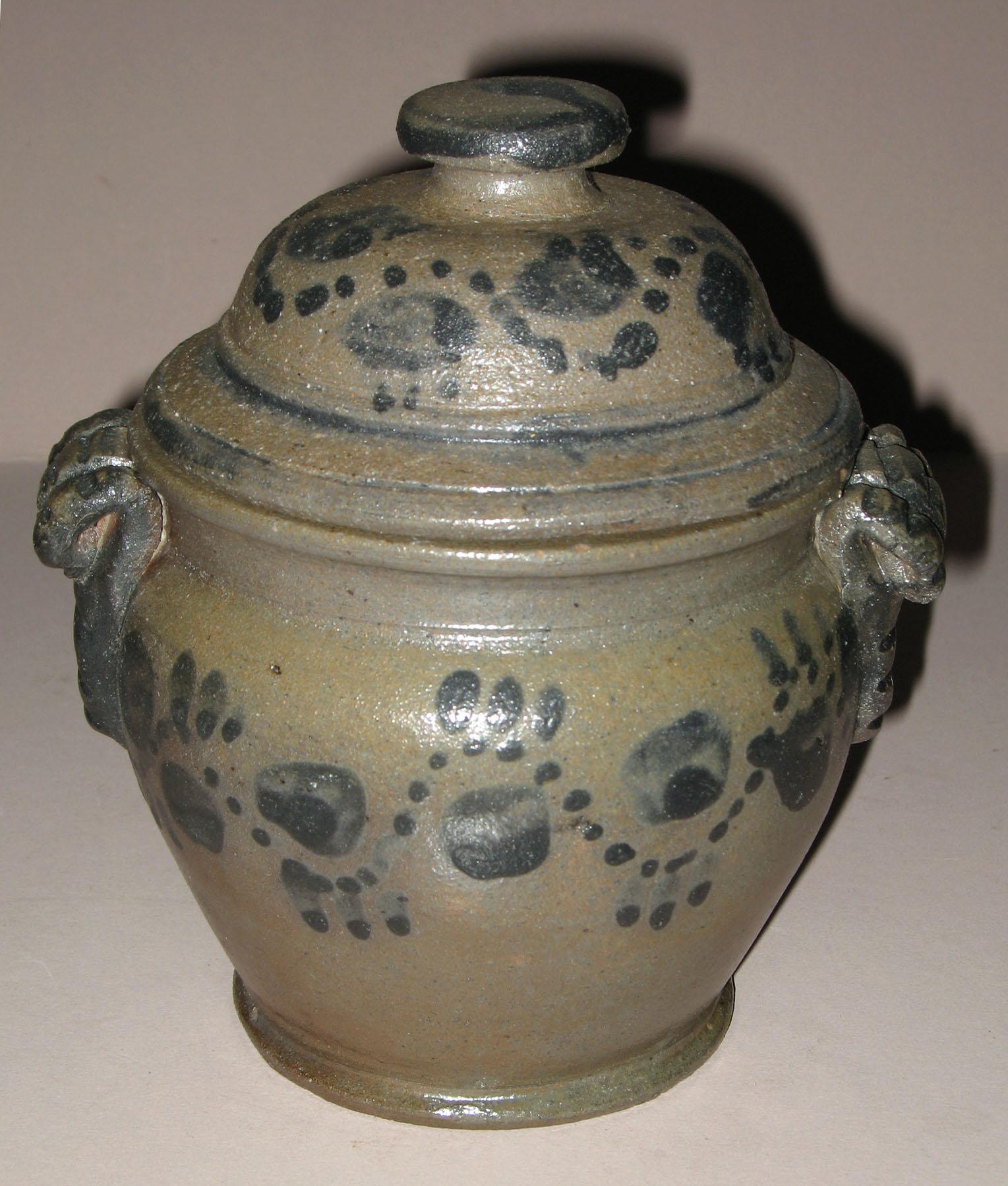 1959.1782 A, B Salt-glazed stoneware covered bowl or jar