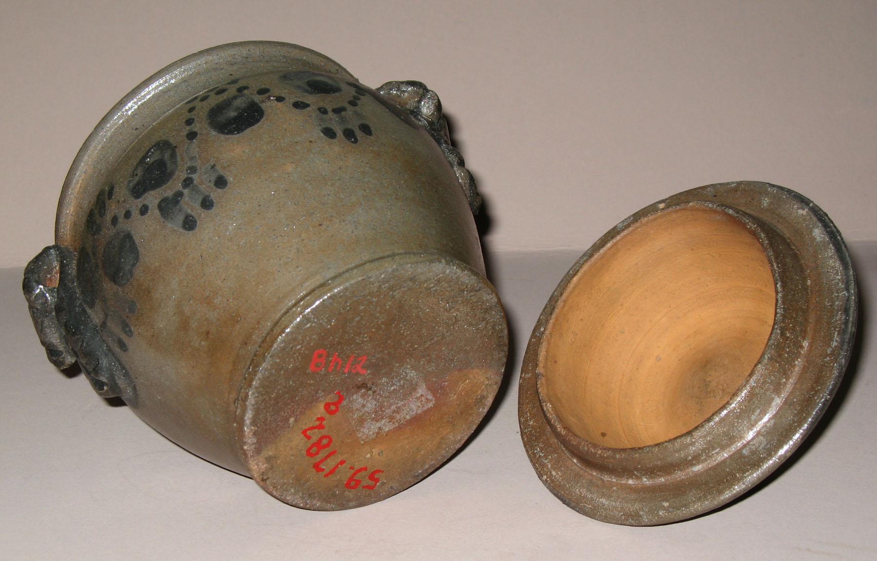 1959.1782 A, B Salt-glazed stoneware covered bowl or jar (bottom)