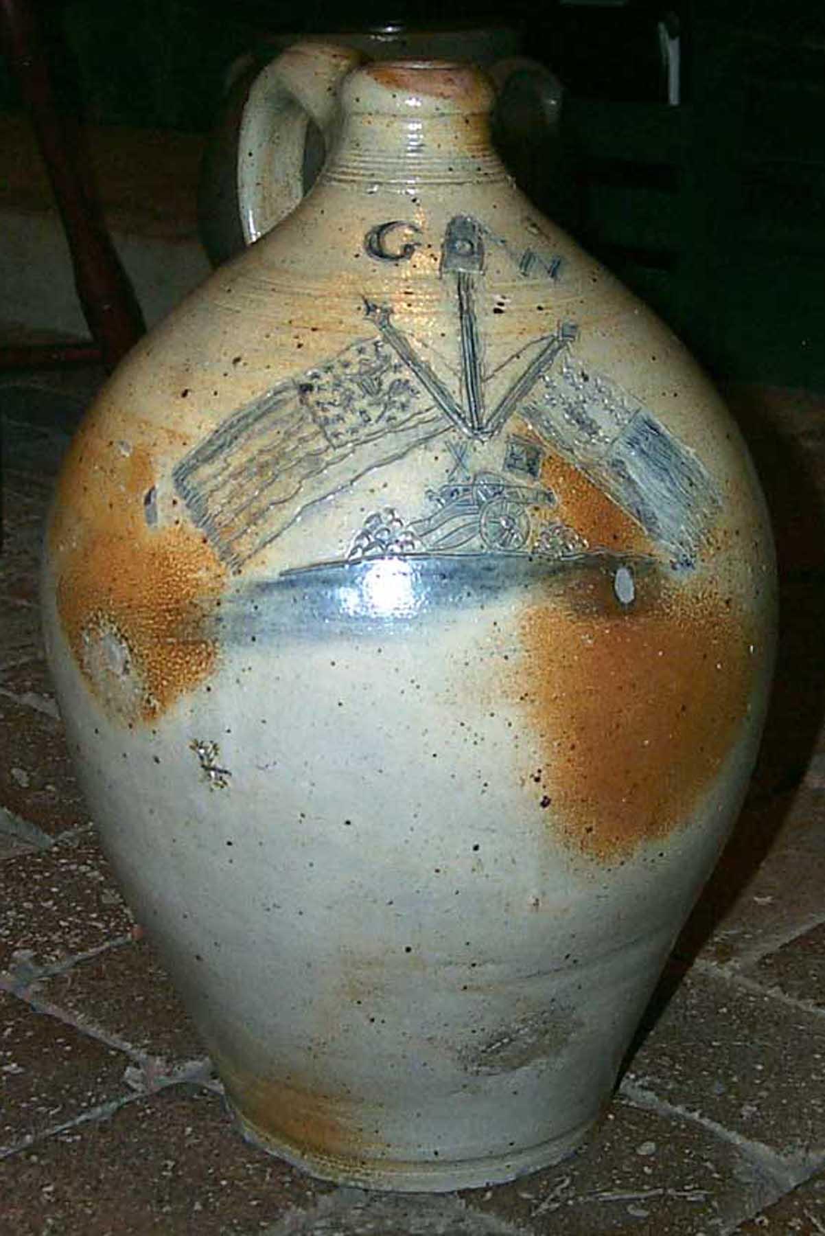 1959.1804 Salt-glazed stoneware bottle or jug