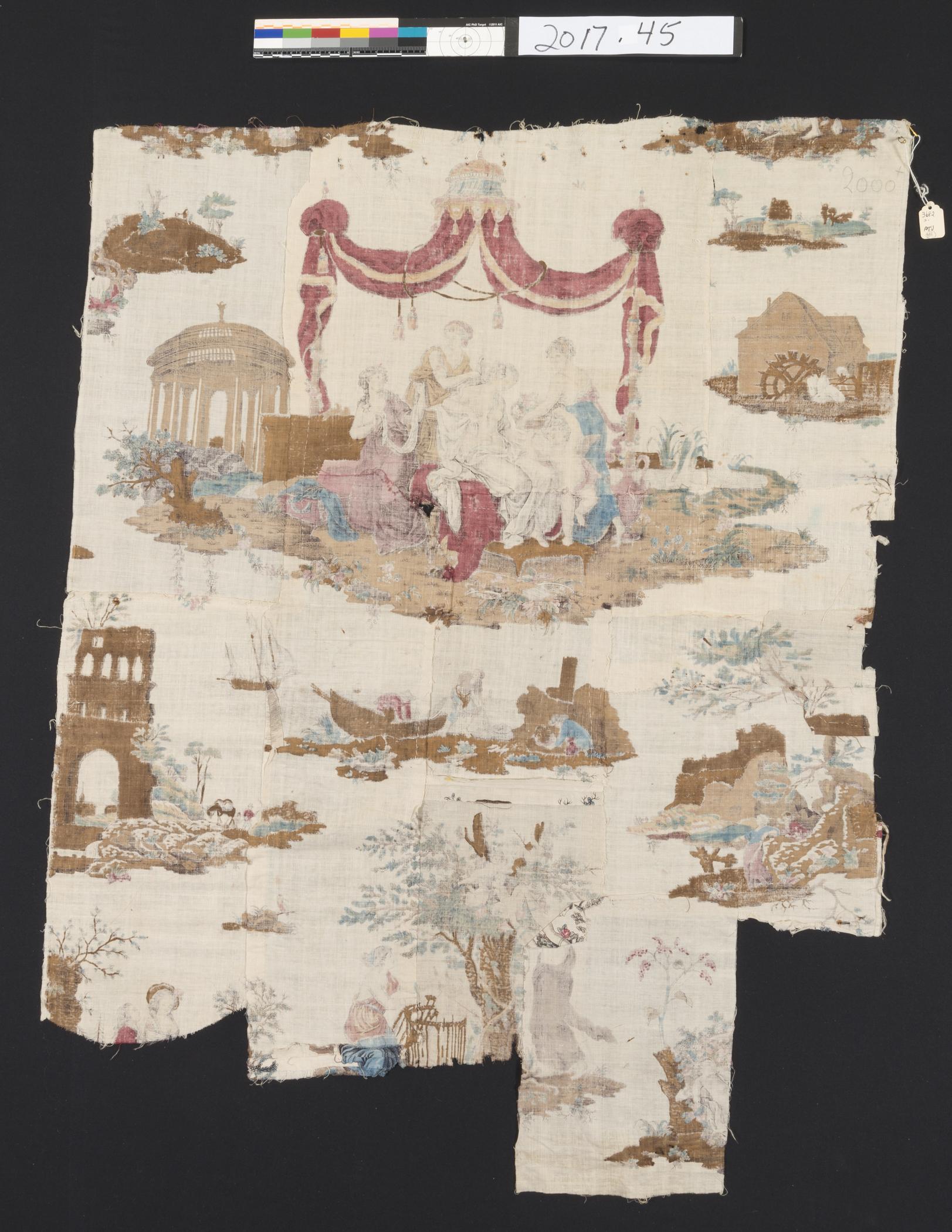 2017.0045 Textile fragment, printed, view 2, reverse