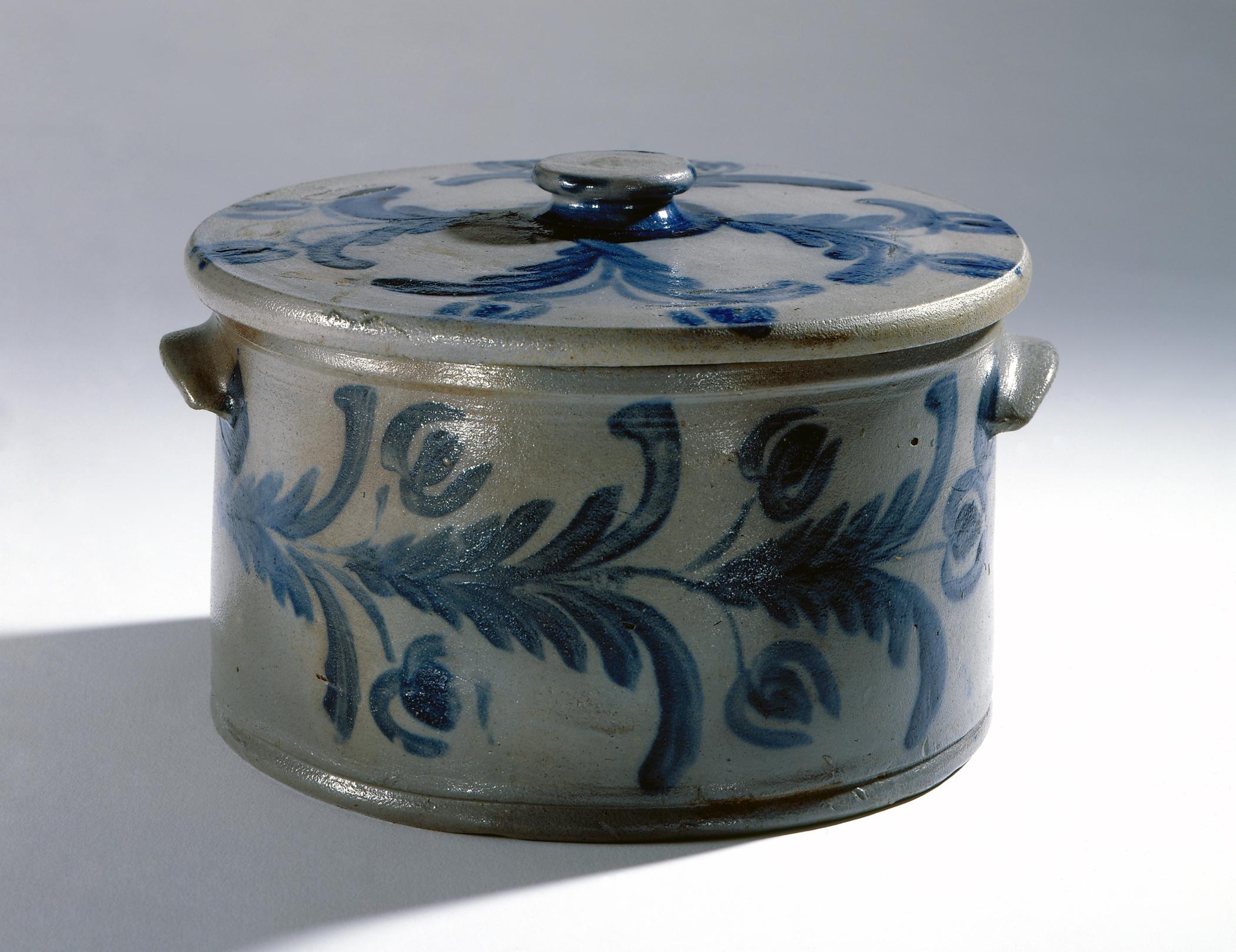 1959.1925 A, B Stoneware crock and cover