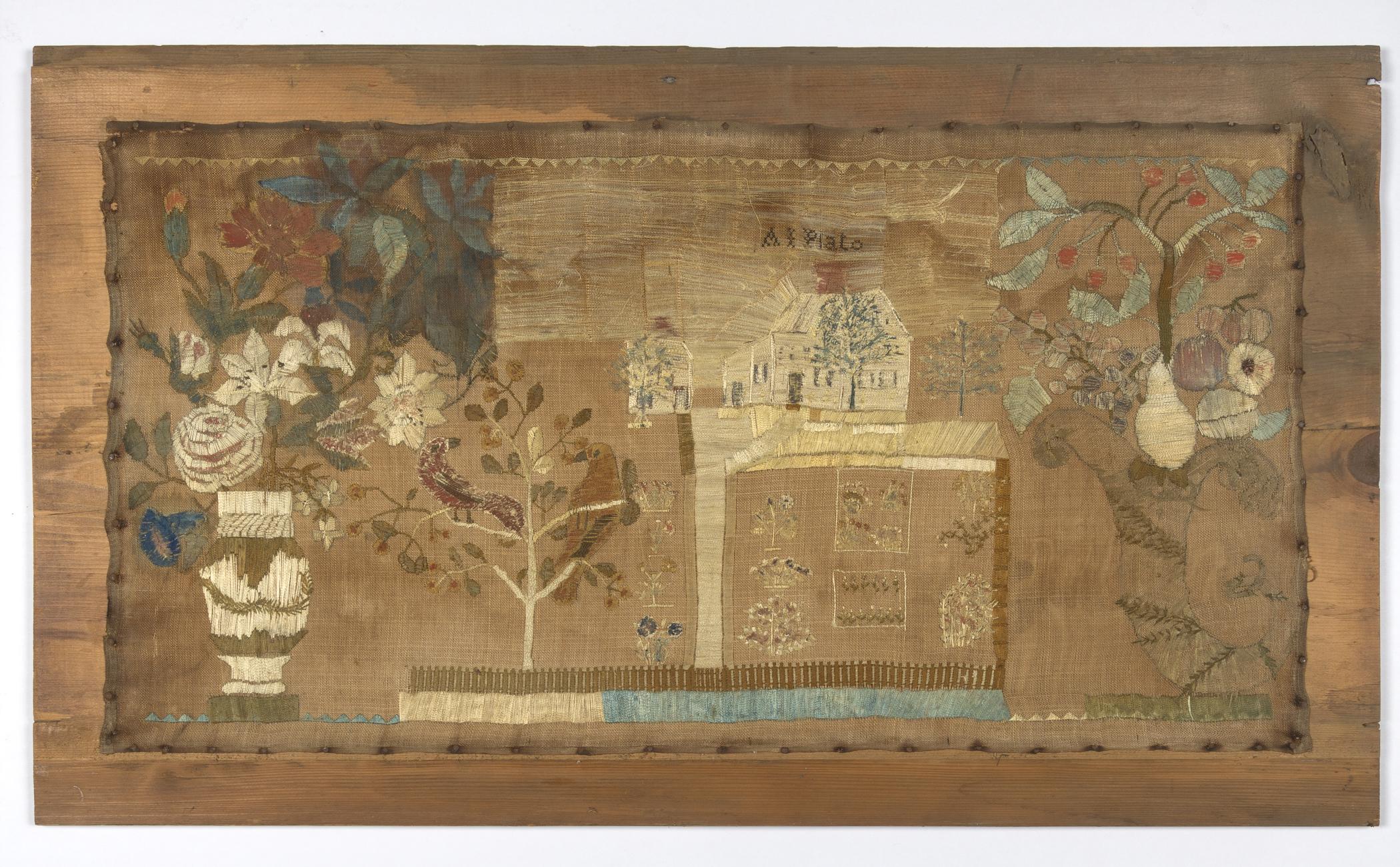 2018.0029 A Needlework picture, C Backboard, view 1, crop