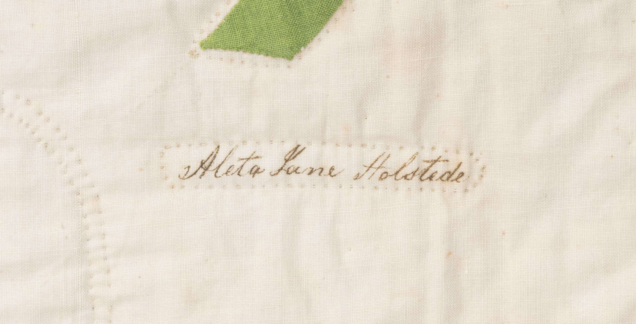 2019.0026 Quilt, detail 2, inscription