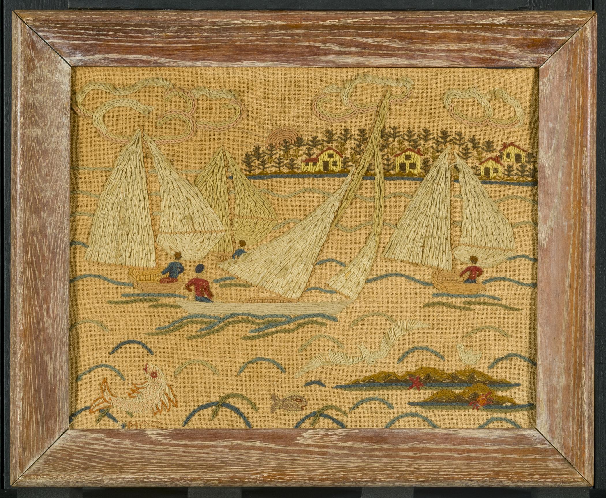 2019.0029 A Needlework picture, B Frame, view 1