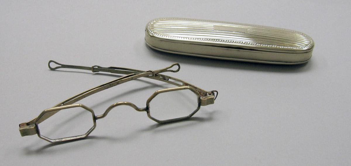 1959.2122 A, B Silver Spectacles and case