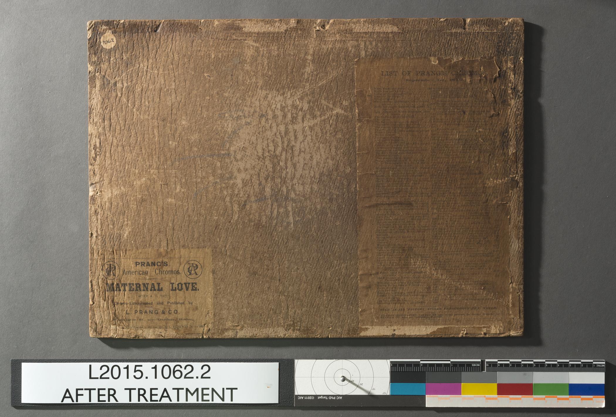 2016.0026.002 C Backboard, view 2, reverse, raking light, after conservation treatment