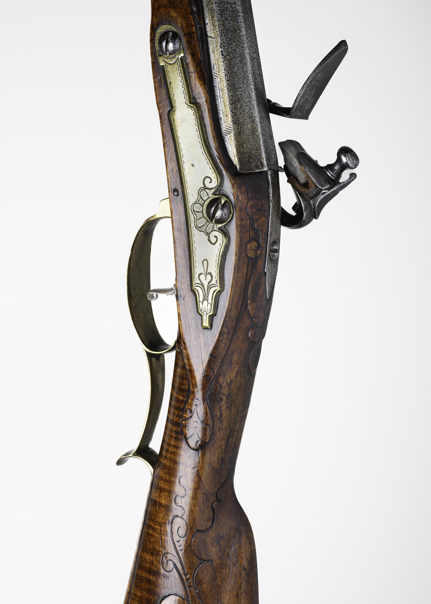 2019.0042.001 Rifle, Flintlock rifle, plate, detail 1