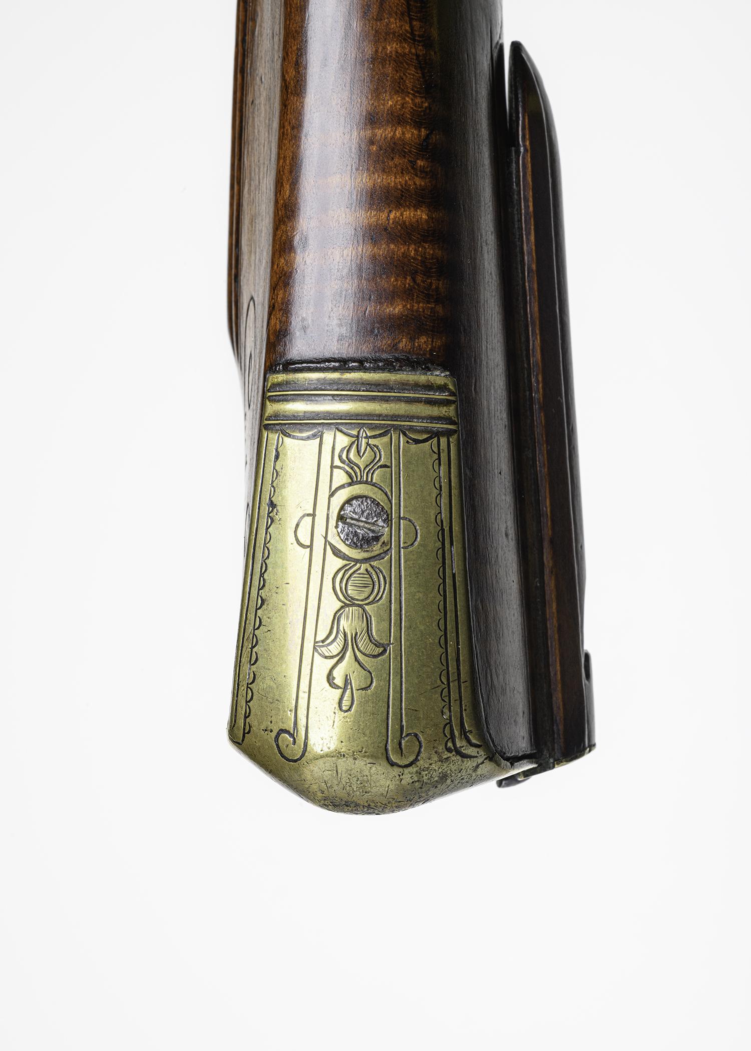 2019.0042.001 Rifle, Flintlock rifle, stock, detail 4