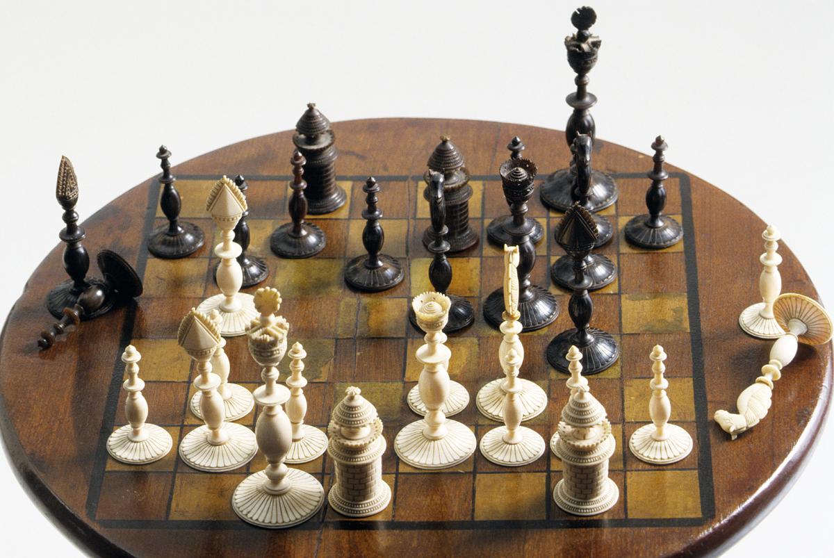 1959.0539 A-PP, 1957.1073 Chess Pieces on Candlestand