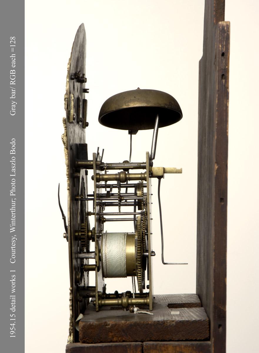 1954.0015 Clock, Tall clock (works-view 1)