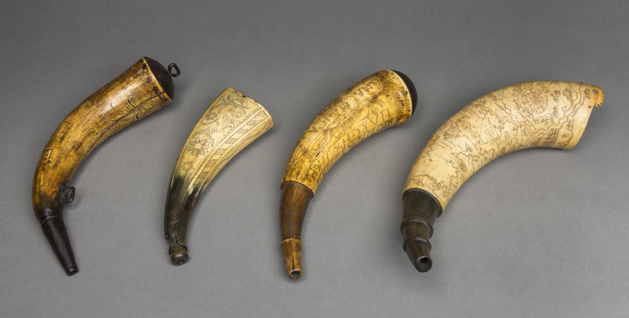 1954.0023.002, 1967.1261, 1965.2744 A, 1958.1000 Powder horn (4), view 2