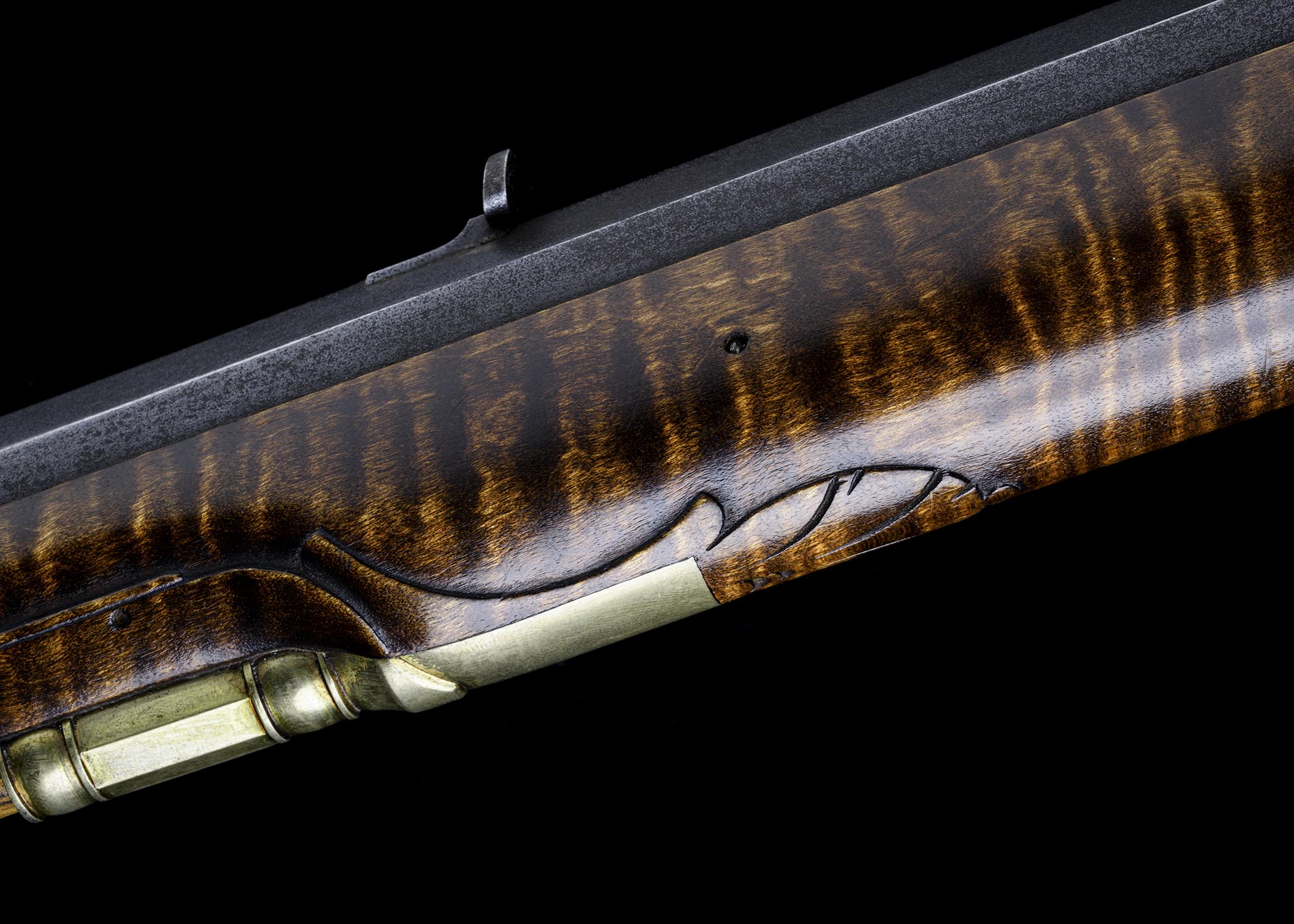 2022.0026 A, B Rifle, Flintlock rifle, Pennsylvania Bicentennial Commemorative Longrifle, detail 2