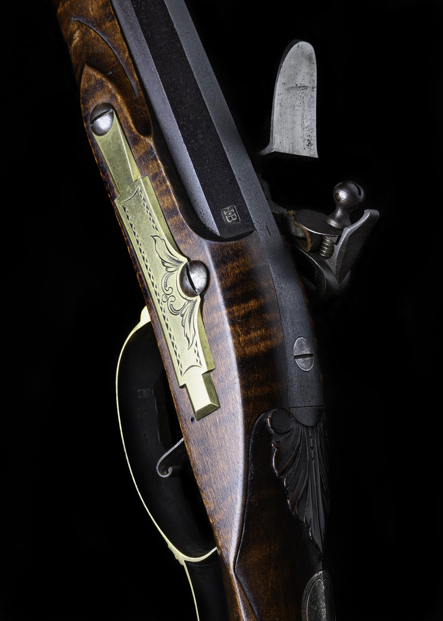2022.0026 A, B Rifle, Flintlock rifle, Pennsylvania Bicentennial Commemorative Longrifle, overall, detail 5