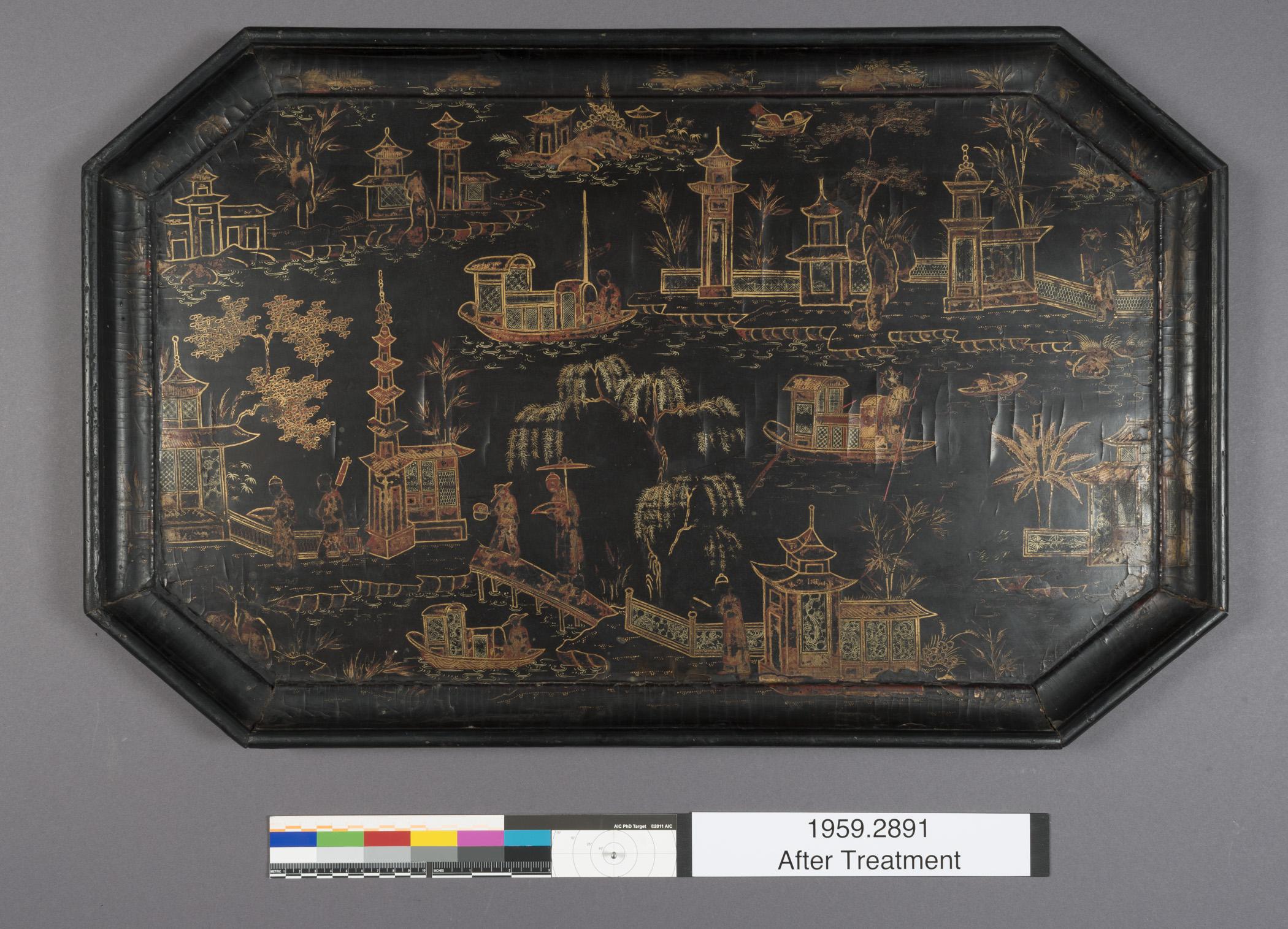 1959.2891 Tray, view 1, after conservation treatment