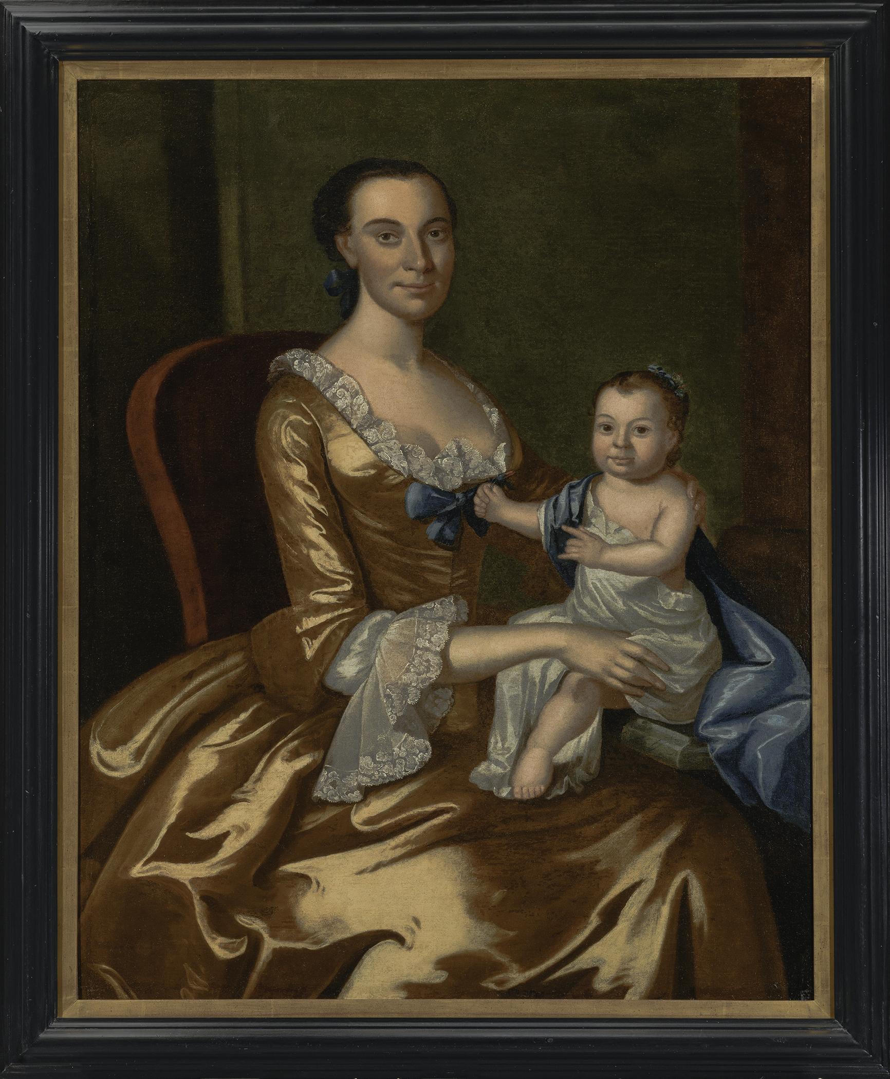 2023.0007.001 A, B Portrait and Frame, Ann Clay and Daughter Mary, overall