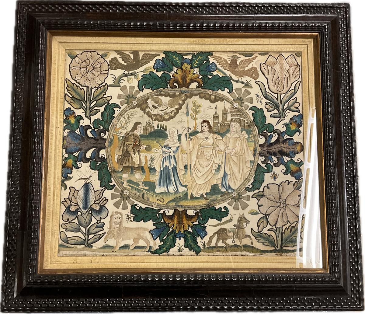 2024.0014.012 A, B Textile fragment, embroidered, Reg Image, overall