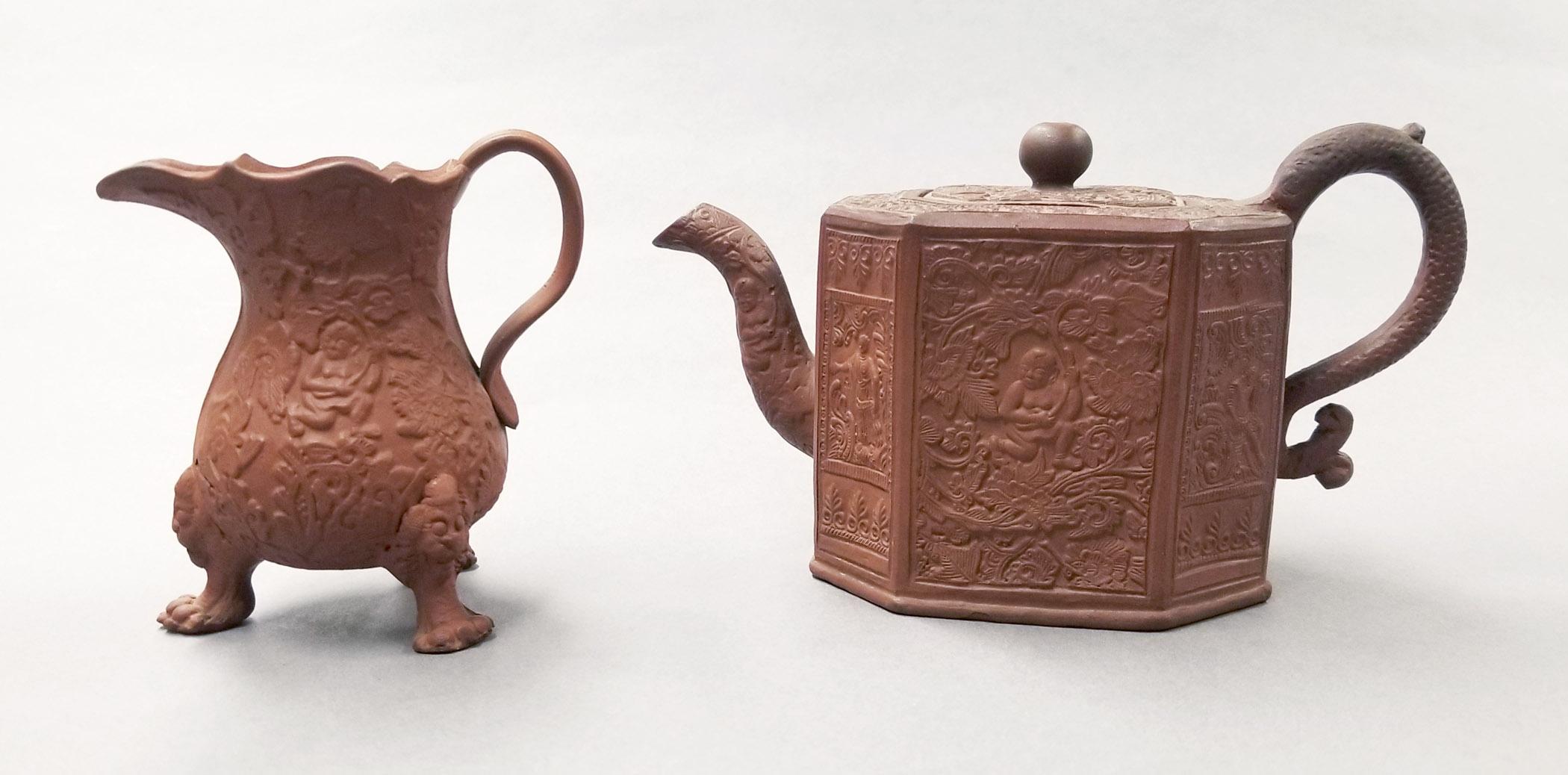 2024.0014.065 and .066 A,B Milk jug and teapot
